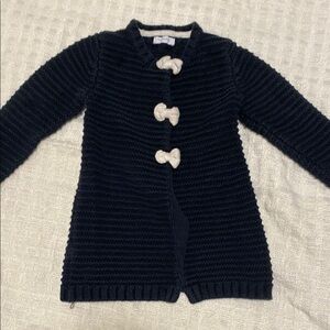 Black Knit Cardigan with Bow Accents